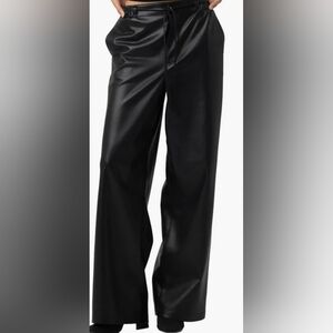 Blank NYC Black Faux Leather Wide Leg Pants